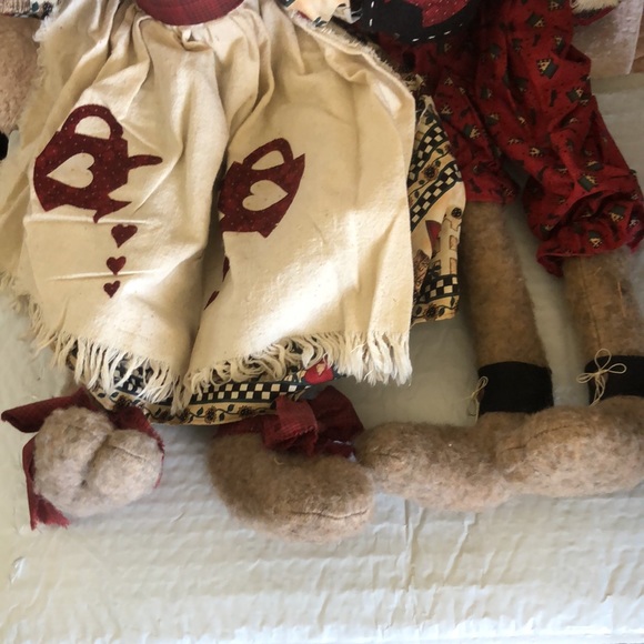 Mr. Mrs. Bunny Whimsy Folk Art Handmade 27”Cloth Dolls Shelf Sitters - Picture 4 of 7